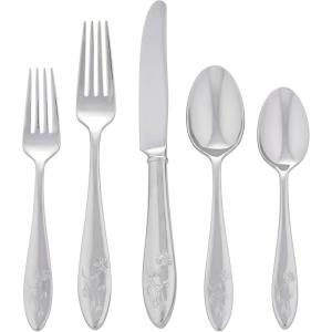 image:imageLenox Silverware Set Butterfly Meadow 2Piece Spreader Set 1810 Stainless Steel Dishwasher Safe Porcelain Handles Butter Knife Cheese Spreader Home And Kitchen Utensils Sets Silver 2 Piece65Piece Flatwate Set