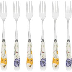 image:imageLenox Silverware Set Butterfly Meadow 2Piece Spreader Set 1810 Stainless Steel Dishwasher Safe Porcelain Handles Butter Knife Cheese Spreader Home And Kitchen Utensils Sets Silver 2 PieceCocktail Forks  Set of 7