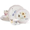 image:imageLenox Dinnerware Set Butterfly Meadow Pink 12Piece Set Service For 4 Porcelain Bowls Plates And Bowls Set Microwave Safe Dishwasher Safe Dishes Home amp Kitchen Assorted 12 Pieces12Piece Dinnerware Set