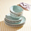 image:imageLenox French Perle Scallop Ice Blue Mug Set Set of 4 Stoneware Dinnerware Microwave amp Dishwasher Safe12Piece Dinnerware Set  Ice Blue