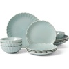 image:imageLenox French Perle Scallop Ice Blue Mug Set Set of 4 Stoneware Dinnerware Microwave amp Dishwasher Safe12Piece Dinnerware Set  Ice Blue