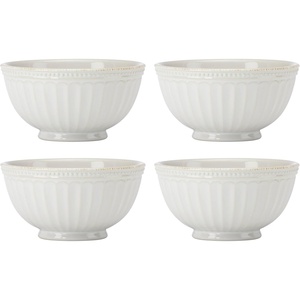 image:imageLenox 891196 French Perle Groove White 12Piece Pasta Bowl Dinnerware Set Service For 4AllPurpose Bowls  Set of 4