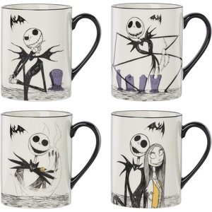 image:imageLenox Dinnerware Set Nightmare Before Christmas Accent Plates Set For 4 Jack Skellington Halloween Decor Indoor Porcelain Dishwasher Safe Microwave Safe Halloween Dishes WhiteBlack 4 PiecesMugs Set of 4