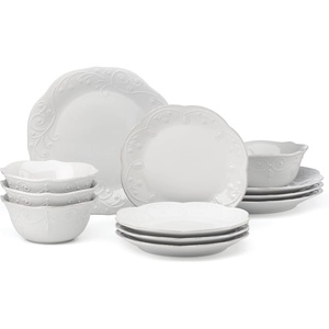 image:imageLenox French Perle Dessert Plates White Set of 412Piece Dinnerware Set  AllPurpose Bowls
