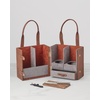 image:imageLenox Barware Genuine Leather amp Suede Wine Caddy Includes Leather Caddy Wood Tray Stainless Steel Bar Knife Stainless Steel Bottle Opener Wine Bag Brown 4 Pieces 925L x 825W x 925HInches