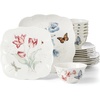image:imageLenox Porcelain Dinnerware Sets For 6 Lenox Butterfly Meadow Collection Square 18Piece Dinnerware Set Service For 6 Kitchen and Dining Round Bowls Square Dinner Plates and Bowls Sets 18 Piece