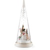 image:imageLenox 895174 Lit Christmas Cone with North Pole Snowman Scene Holiday Decor
