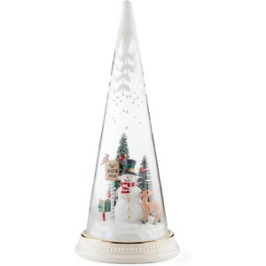 image:imageLenox 895174 Lit Christmas Cone with North Pole Snowman Scene Holiday Decor