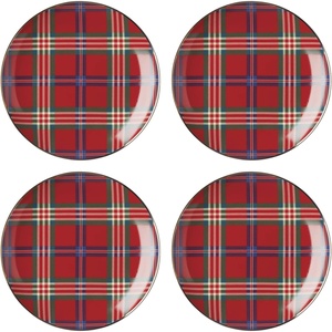 image:imageLenox 896685 Holiday Red Tartan Mugs Set of 4 Christmas Dinnerware Hosting Service For 4 35 x 325Inch Diameter 11 Fl OzAccent Plates  Set of 4