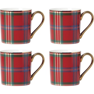 image:imageLenox 896685 Holiday Red Tartan Mugs Set of 4 Christmas Dinnerware Hosting Service For 4 35 x 325Inch Diameter 11 Fl OzMugs  Set of 4