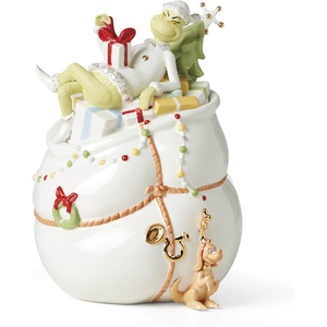 image:imageLenox 898093 Merry Grinchmas Tidbit Plates Service For 4 Assorted Christmas Dishes Dinnerware Set HolidayCookie Jar