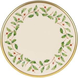 image:imageLenox Holiday 6Piece Dinner Plates Dinnerware Set Service For 6 Porcelain Dishwasher Safe Round Plates Set Holiday Red amp Green Perfect for Gatherings Christmas Dinnerware Ivory 6 PieceButter Plate