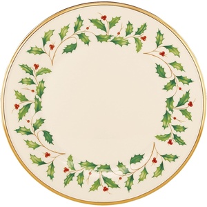 image:imageLenox Holiday 6Piece Dinner Plates Dinnerware Set Service For 6 Porcelain Dishwasher Safe Round Plates Set Holiday Red amp Green Perfect for Gatherings Christmas Dinnerware Ivory 6 PieceDinner Plate