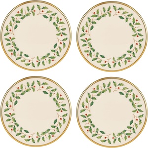image:imageLenox Holiday 6Piece Dinner Plates Dinnerware Set Service For 6 Porcelain Dishwasher Safe Round Plates Set Holiday Red amp Green Perfect for Gatherings Christmas Dinnerware Ivory 6 PieceSalad Plates  Set of 4