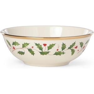 image:imageLenox Holiday 6Piece Dinner Plates Dinnerware Set Service For 6 Porcelain Dishwasher Safe Round Plates Set Holiday Red amp Green Perfect for Gatherings Christmas Dinnerware Ivory 6 PiecePlace Setting Bowl