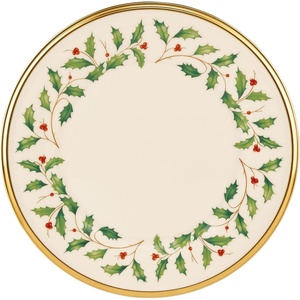 image:imageLenox Holiday 6Piece Dinner Plates Dinnerware Set Service For 6 Porcelain Dishwasher Safe Round Plates Set Holiday Red amp Green Perfect for Gatherings Christmas Dinnerware Ivory 6 PieceSaladDessert Plate