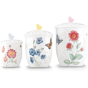 image:imageLenox Butterfly Meadow 3Piece Canister Set 660 LB MultiRound Canisters  Set of 3