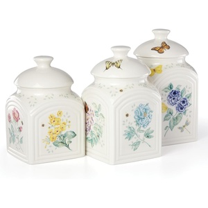 image:imageLenox Butterfly Meadow 3Piece Canister Set 660 LB MultiSquare Canisters  Set of 3