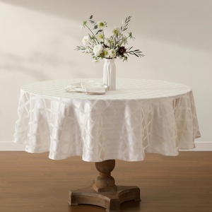 image:imageLenox Laurel Leaf 90 Round Tablecloth WhitePlatinum