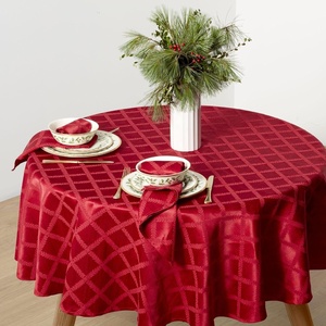 image:imageLenox Laurel Leaf 90 Round Tablecloth WhiteRed