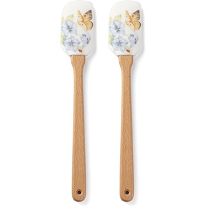 image:imageLenox Kitchen Butterfly Meadow Large Glass Cutting Board Glass Material Cutting Board For Home And Kitchen Hand Wash Only Butterflies Design Tray White 1 Piece 13 Inch W X 1025 Inch LSpatulas  Set of 2