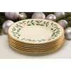 image:imageLenox Holiday 6Piece Salad Plates Dinnerware Set Service For 6 Porcelain Dishwasher Safe Round Plates Set Ivory Red amp Green Perfect for Gatherings Hosting Christmas Dinnerware Ivory 6 PieceDinner Plates  Set of 6