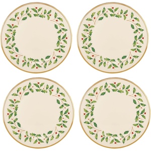 image:imageLenox Holiday 6Piece Salad Plates Dinnerware Set Service For 6 Porcelain Dishwasher Safe Round Plates Set Ivory Red amp Green Perfect for Gatherings Hosting Christmas Dinnerware Ivory 6 PieceDinner Plates  Set of 4