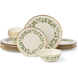 image:imageLenox Holiday 6Piece Salad Plates Dinnerware Set Service For 6 Porcelain Dishwasher Safe Round Plates Set Ivory Red amp Green Perfect for Gatherings Hosting Christmas Dinnerware Ivory 6 PieceChristmas