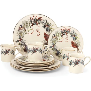 image:imageLenox 897094 Winter Greetings Dinnerware Place Setting Bowls Set of 4 Christmas12Piece Dinnerware Set  Includes Mugs