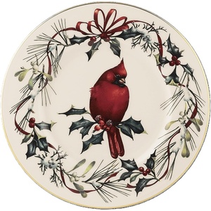 image:imageLenox Winter Greetings Christmas Dinnerware Plate and Bowl Set 12PieceAccent Plate  Cardinal