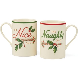 image:imageLenox Holiday Christmas Porcelain Mug Set for 4 12ozNaughty  Nice Mug Set