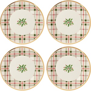 image:imageLenox Holiday Plaid Porcelain 12Piece Christmas Dinnerware Set for 4Accent Plates  Set of 4