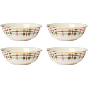 image:imageLenox Holiday Plaid Porcelain 12Piece Christmas Dinnerware Set for 4AllPurpose Bowls  Set of 4
