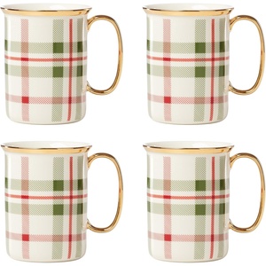 image:imageLenox Holiday Plaid Porcelain 12Piece Christmas Dinnerware Set for 4Mugs  Set of 4
