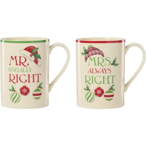 image:imageLenox 898265 Mr amp Mrs 2Piece Set of Festive Mugs Service For 2 Christmas Drinkware Set Holiday GlassesMugs  Set of 2  Mr  Mrs